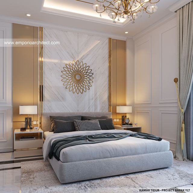 Desain Kamar Tidur Rumah Mediteran Klasik 2 Lantai Bapak YLT di Samarinda