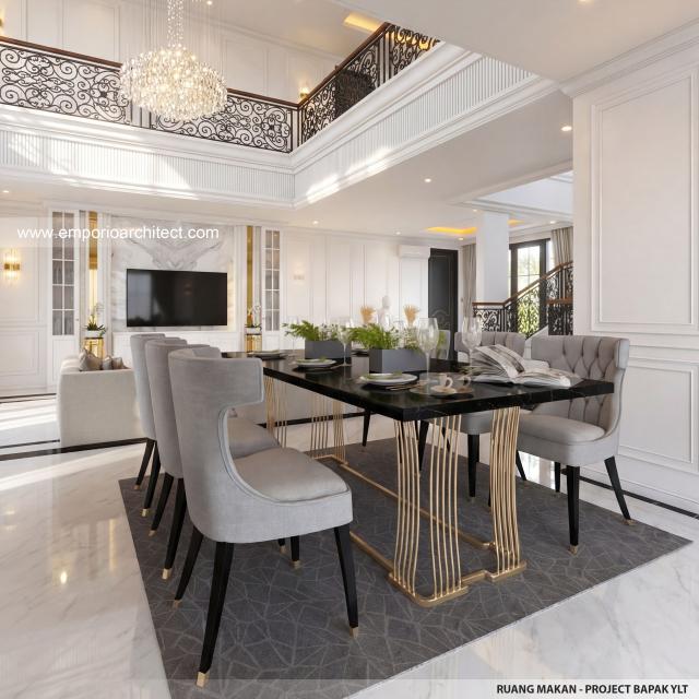 Desain Ruang Makan Rumah Mediteran Klasik 2 Lantai Bapak YLT di Samarinda