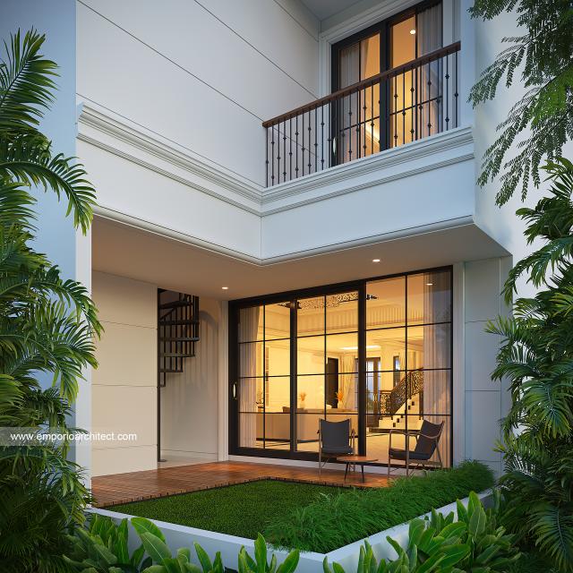 Desain Tampak Belakang Rumah Mediteran Klasik 2 Lantai Bapak YLT di Samarinda