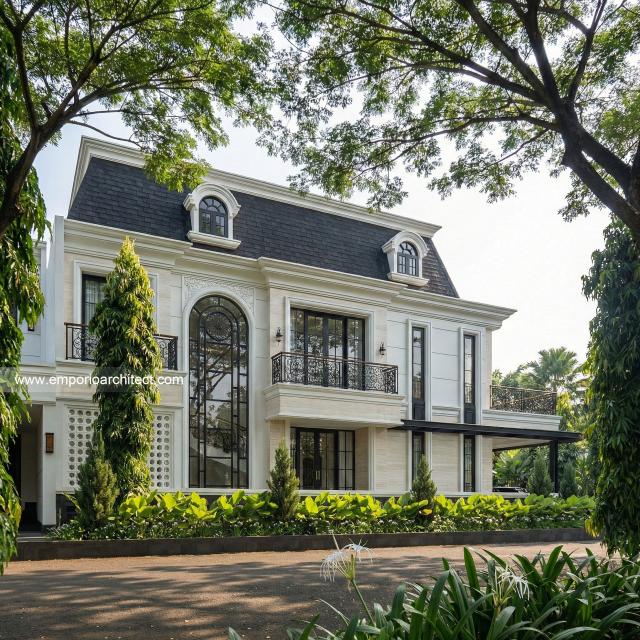 Desain Tampak Samping Rumah Mediteran Klasik 2 Lantai Bapak YLT di Samarinda
