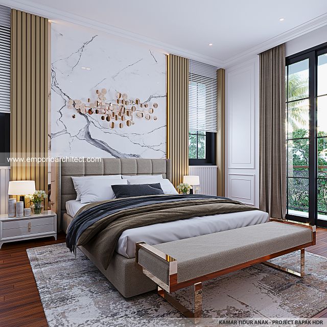 Desain Kamar Tidur Anak Rumah Mediteran Klasik 3 Lantai Bapak HDR di Jakarta Barat