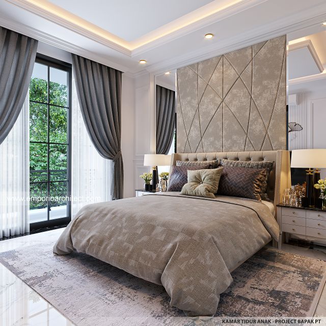 Desain Kamar Tidur Anak Rumah Mediteran Klasik 3 Lantai Bapak PT di Denpasar, Bali