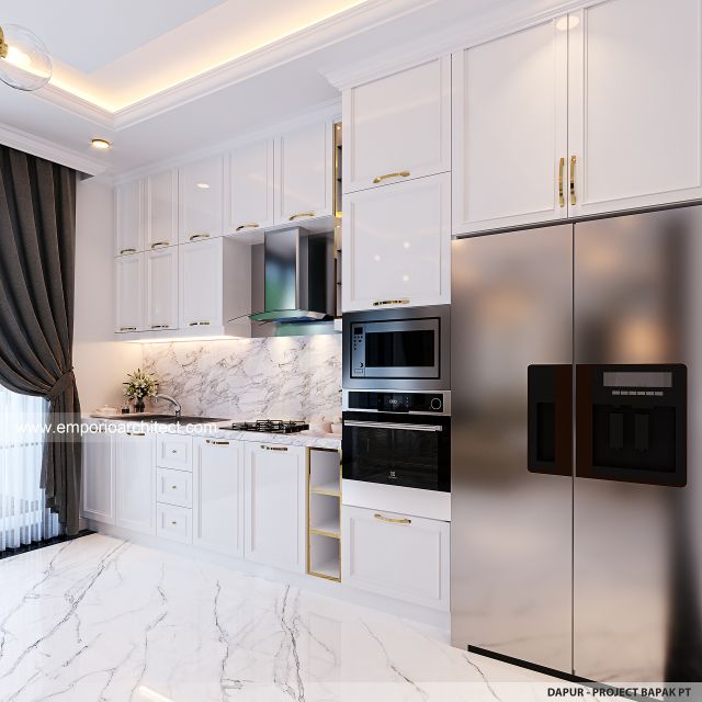 Desain Dapur Rumah Mediteran Klasik 3 Lantai Bapak PT di Denpasar, Bali