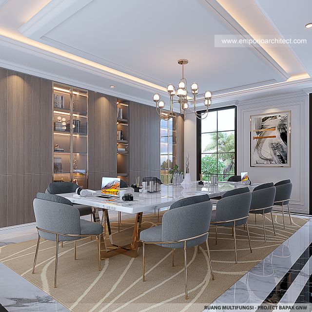 Desain Ruang Multifungsi Rumah Mediteran Klasik 3 Lantai Bapak GNW di PIK 2, Tangerang