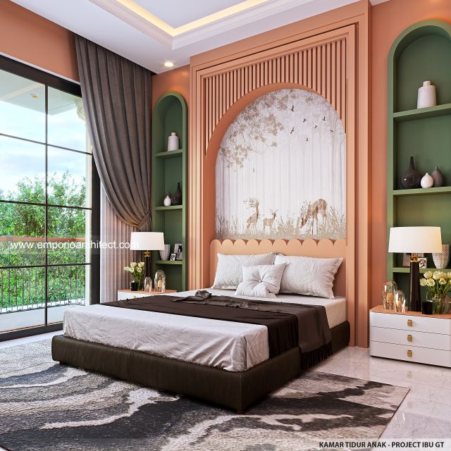 Desain Kamar Tidur Anak Rumah Mediteran Klasik 3 Lantai Ibu GST di Yogyakarta