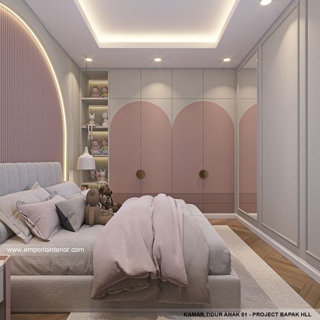 Desain Kamar Tidur Anak 1 Rumah Mediteran Klasik 3 Lantai Bapak HLL di Jakarta Selatan