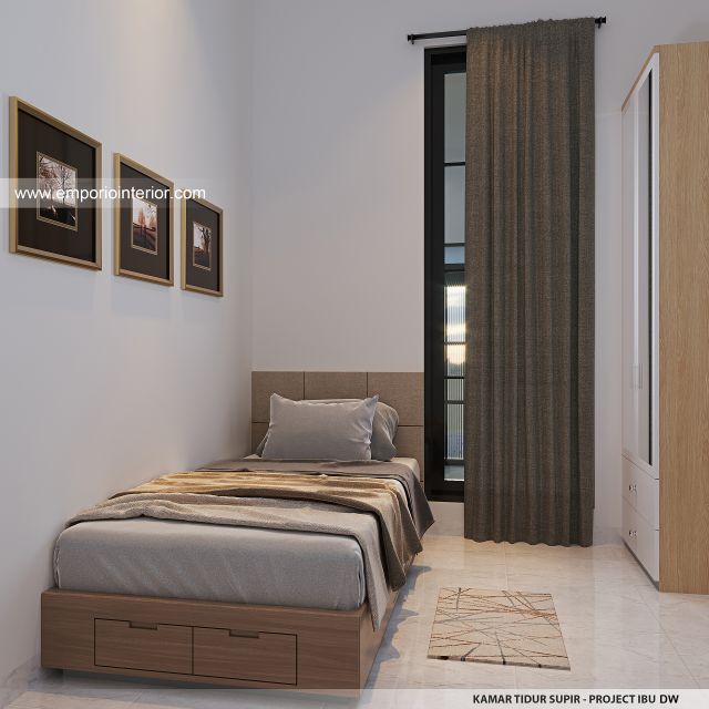 Desain Kamar Tidur Sopir Rumah Mediteran Klasik 3 Lantai Ibu DW di Jakarta