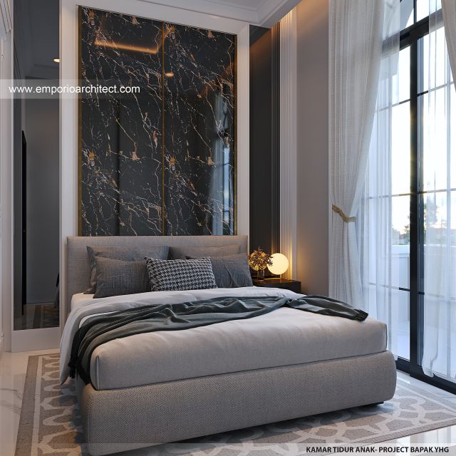 Desain Kamar Tidur Anak Rumah Mediteran Klasik 3 Lantai Bapak YHG di Jakarta