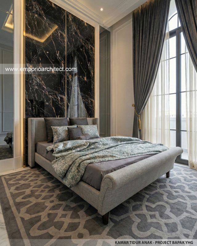 Desain Kamar Tidur Anak Rumah Mediteran Klasik 3 Lantai Bapak YHG di Jakarta