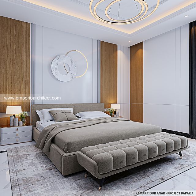 Desain Kamar Tidur Anak Rumah Mediteran Klasik 3 Lantai Bapak A di Semarang