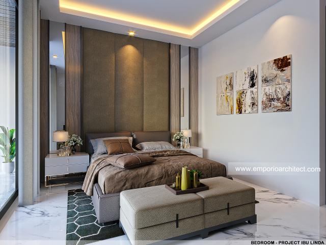 Desain Kamar Tidur Rumah Santorini 2.5 Lantai Ibu LND di Jakarta