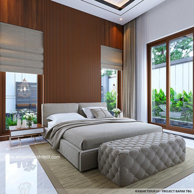 Desain Kamar Tidur 1 Rumah Modern 1 Lantai Bapak TBG di Baturaja, Sumatera Selatan