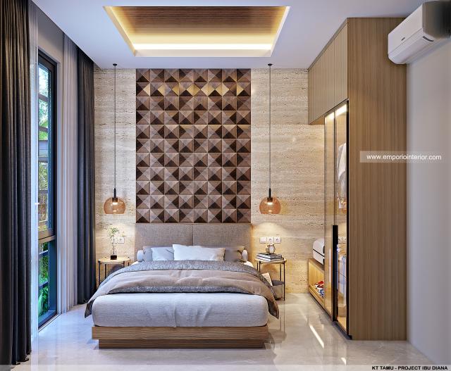 Desain Kamar Tidur Tamu Rumah Modern 1 Lantai Ibu Diana di Ciawi, Bogor