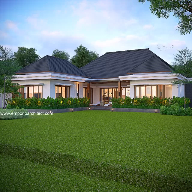Desain Tampak Belakang Rumah Modern 1 Lantai Bapak TDD di Madiun, Jawa Timur