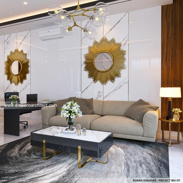 Desain Ruang Karaoke Rumah Modern 1 Lantai Ibu OT di Semarang