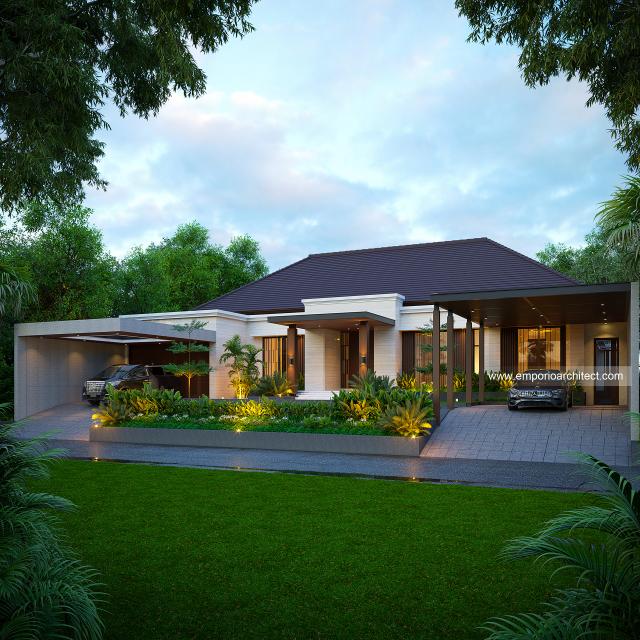 Desain Rumah Modern 1 Lantai Ibu OT di Semarang - Tampak Depan