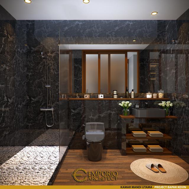 Desain Kamar Mandi Utama Rumah Modern 1 Lantai Bapak Kevin di Palangka Raya, Kalimantan Tengah