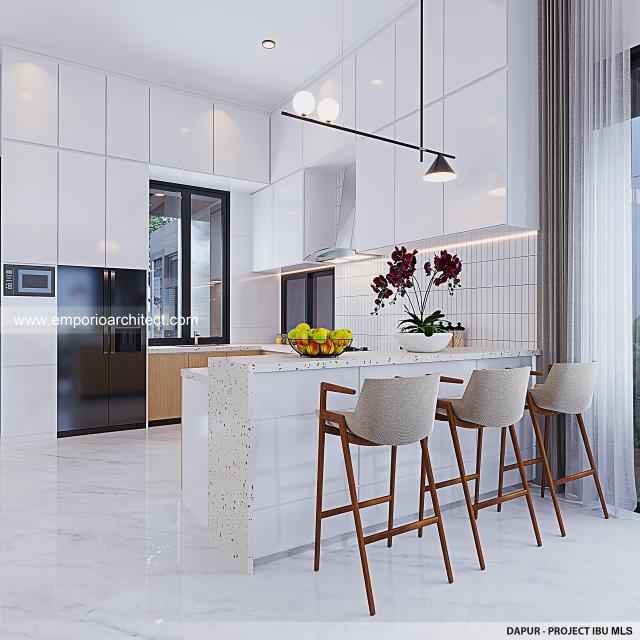 Desain Dapur Rumah Modern 1 Lantai Ibu MLS di Bekasi
