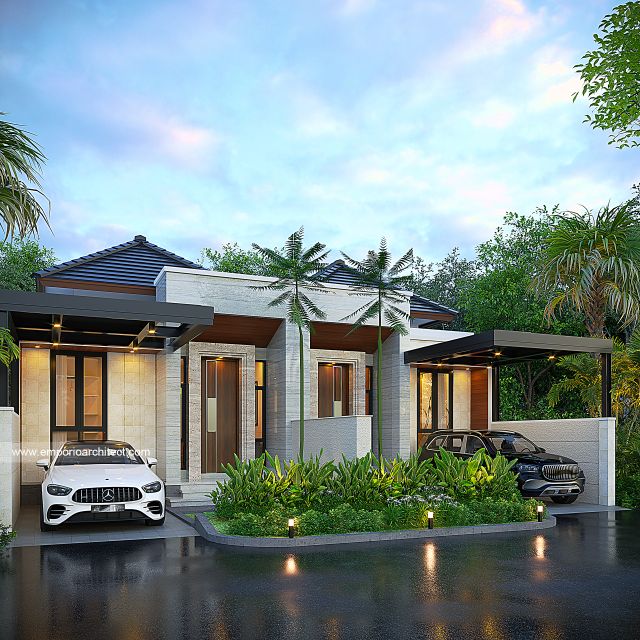 Desain Tampak Depan 3 Rumah Modern 1 Lantai Ibu LLT di Surabaya