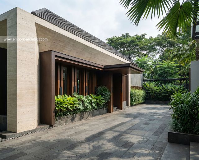 Desain Tampak Detail Samping 2 Rumah Modern 1 Lantai Ibu NBL di Sragen, Jawa Tengah