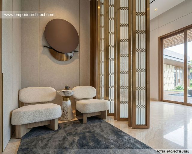 Desain Foyer Rumah Modern 1 Lantai Ibu NBL di Sragen, Jawa Tengah