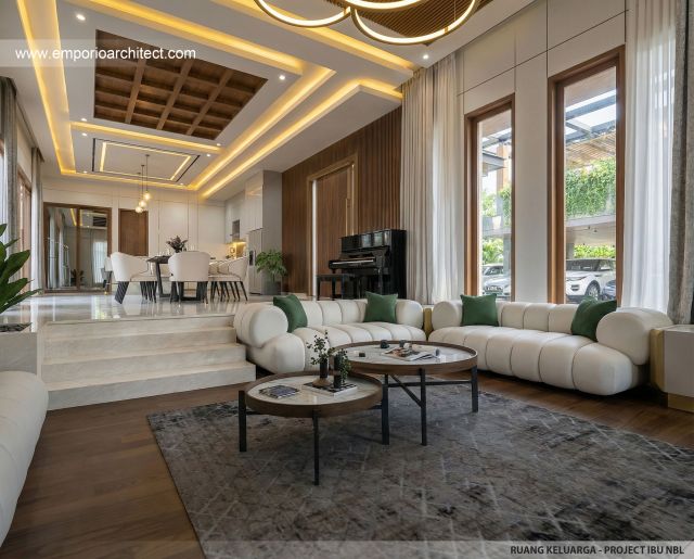 Desain Ruang Keluarga Rumah Modern 1 Lantai Ibu NBL di Sragen, Jawa Tengah
