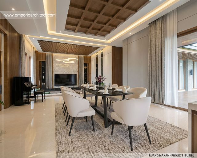 Desain Ruang Makan Rumah Modern 1 Lantai Ibu NBL di Sragen, Jawa Tengah
