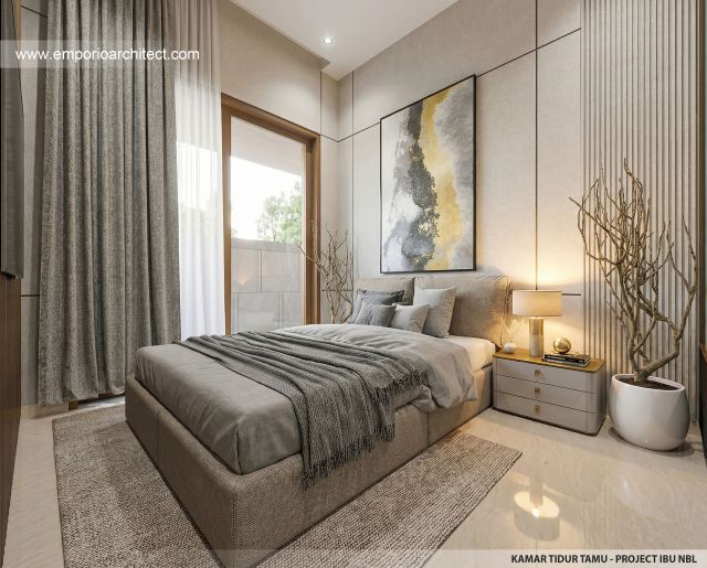 Desain Kamar Tidur Tamu Rumah Modern 1 Lantai Ibu NBL di Sragen, Jawa Tengah