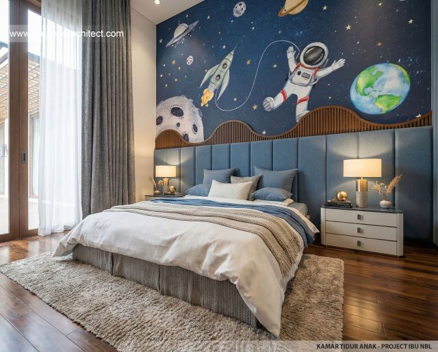 Desain Kamar Tidur Anak Rumah Modern 1 Lantai Ibu NBL di Sragen, Jawa Tengah