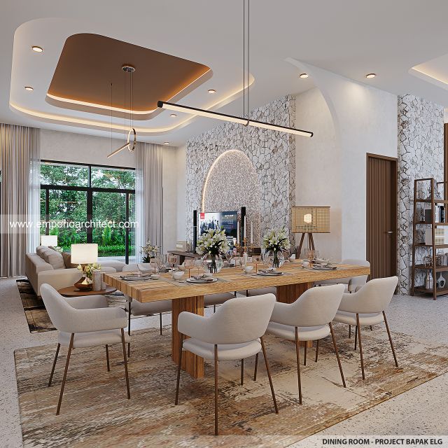 Desain Ruang Makan Rumah Modern 1 Lantai Bapak ELG di Jakarta