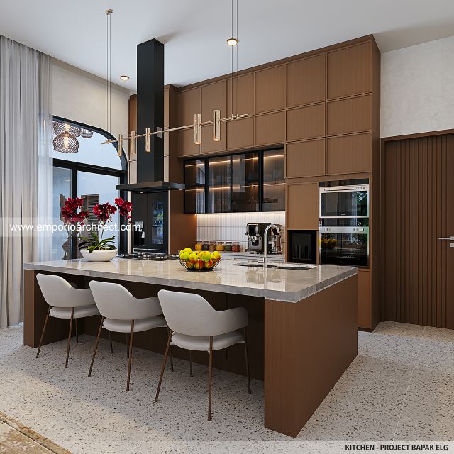 Desain Dapur Rumah Modern 1 Lantai Bapak ELG di Jakarta
