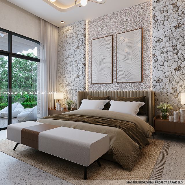 Desain Kamar Tidur Utama Rumah Modern 1 Lantai Bapak ELG di Jakarta