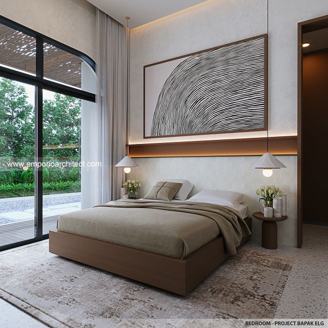 Desain Kamar Tidur Rumah Modern 1 Lantai Bapak ELG di Jakarta