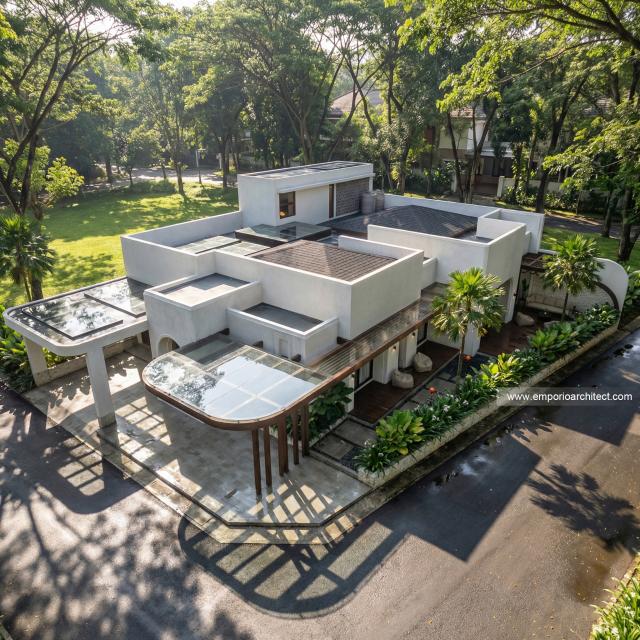 Desain Tampak Hook 2 Rumah Mediteran 1 Lantai Bapak ELG di Jakarta