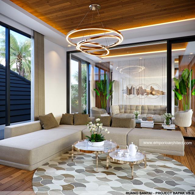 Desain Ruang Santai Rumah Modern 1.5 Lantai Bapak HS II di Palu, Sulawesi Tengah
