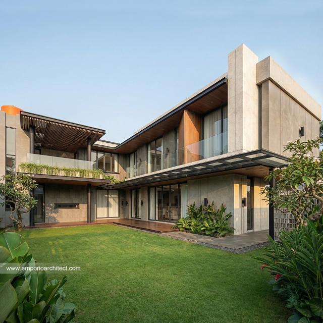 Desain Tampak Belakang Rumah Modern 2 Lantai Bapak IWN di Sukoharjo, Jawa Tengah