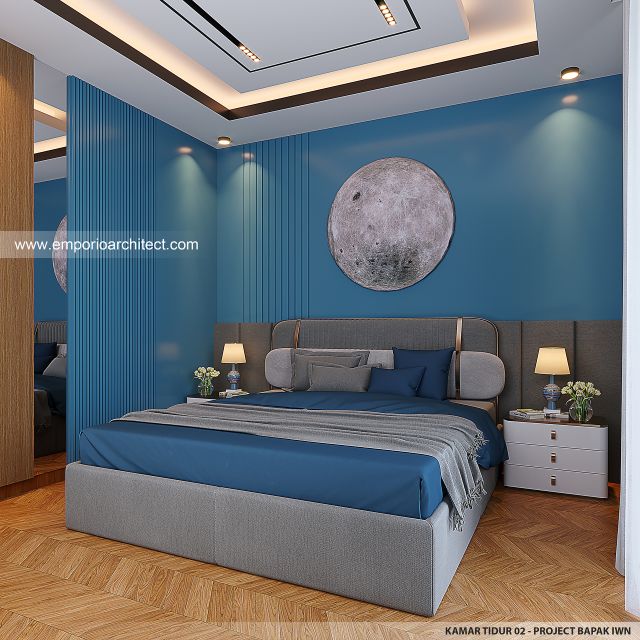 Desain Kamar Tidur 2 Rumah Modern 2 Lantai Bapak IWN di Sukoharjo, Jawa Tengah