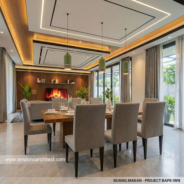 Desain Ruang Makan Rumah Modern 2 Lantai Bapak IWN di Sukoharjo, Jawa Tengah