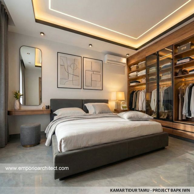 Desain Kamar Tidur Tamu Rumah Modern 2 Lantai Bapak IWN di Sukoharjo, Jawa Tengah