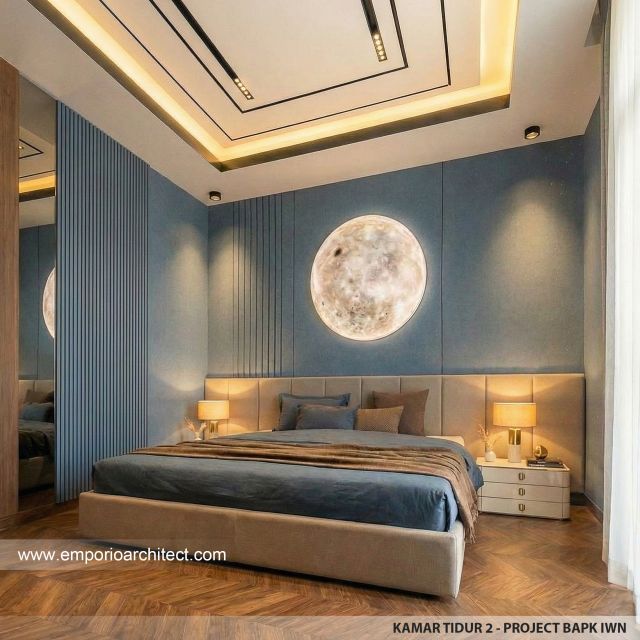 Desain Kamar Tidur 2 Rumah Modern 2 Lantai Bapak IWN di Sukoharjo, Jawa Tengah