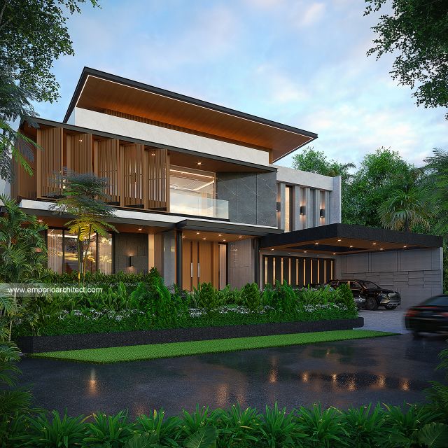 Desain Tampak Depan 3 Rumah Modern 2 Lantai Bapak IWN di Sukoharjo, Jawa Tengah