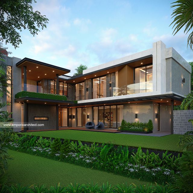 Desain Tampak Belakang Rumah Modern 2 Lantai Bapak IWN di Sukoharjo, Jawa Tengah