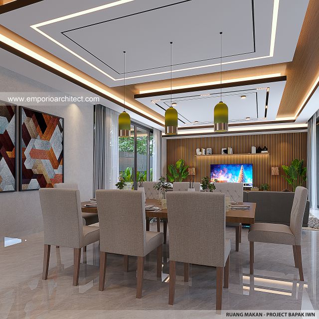 Desain Ruang Makan Rumah Modern 2 Lantai Bapak IWN di Sukoharjo, Jawa Tengah