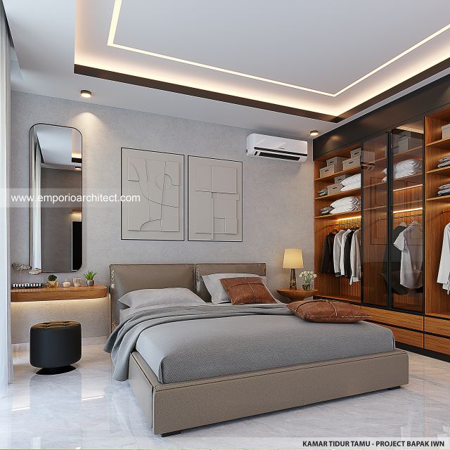 Desain Kamar Tidur Tamu Rumah Modern 2 Lantai Bapak IWN di Sukoharjo, Jawa Tengah