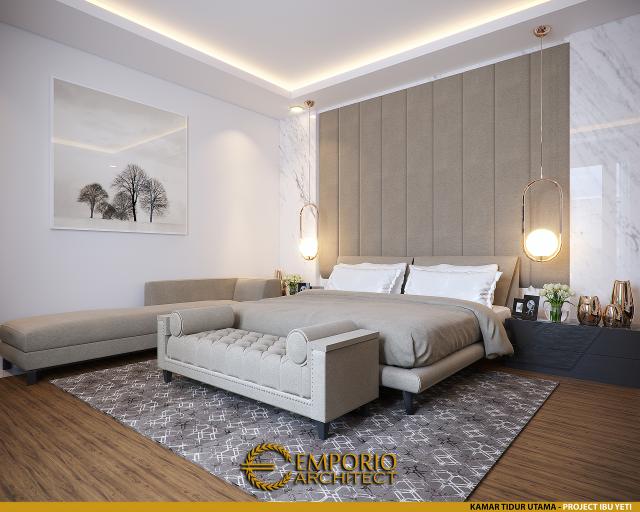 Desain Kamar Tidur Utama Rumah Modern 2 Lantai Ibu Yeti di Lampung