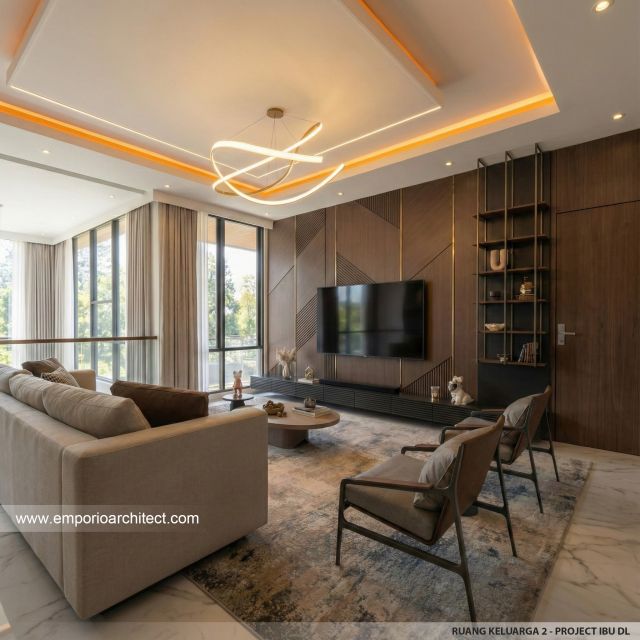 Desain Ruang Keluarga 2 Rumah Modern 2 Lantai Ibu DL di Cipete, Jakarta Selatan