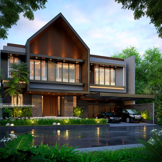 Desain Tampak Depan 2 Rumah Modern 2 Lantai Ibu DL di Cipete, Jakarta Selatan