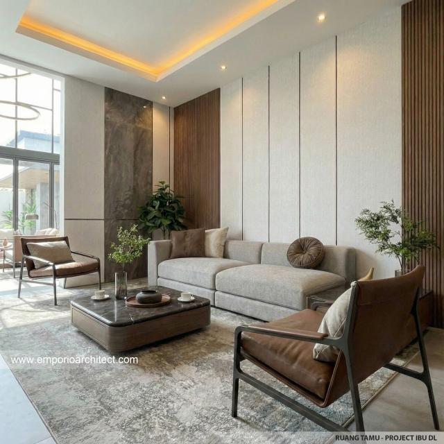 Desain Ruang Tamu Rumah Modern 2 Lantai Ibu DL di Cipete, Jakarta Selatan