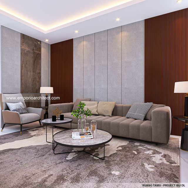 Desain Ruang Tamu Rumah Modern 2 Lantai Ibu DL di Cipete, Jakarta Selatan
