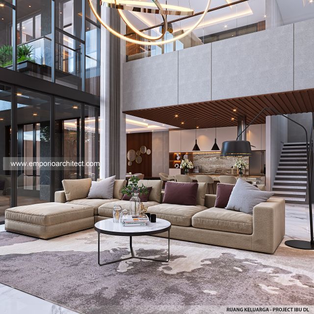 Desain Ruang Keluarga Rumah Modern 2 Lantai Ibu DL di Cipete, Jakarta Selatan